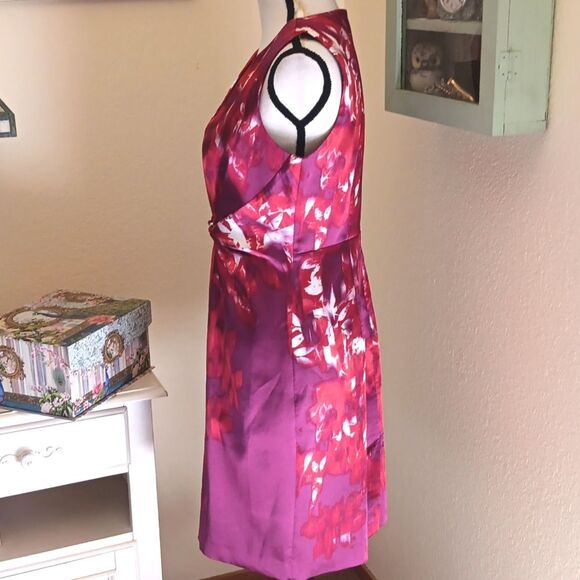 Tahari Petite Abstract Fuchsia Dress - Picture 5 of 12